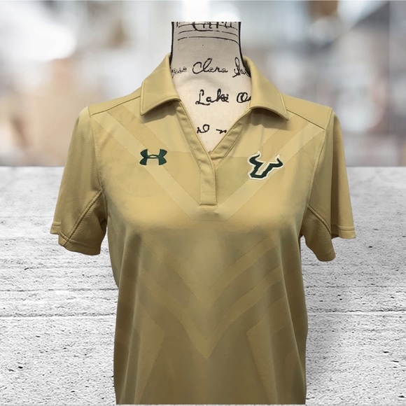 Under Armour USF BULLS University of South Florida Gold Embroidered Polo Shirt S - Picture 4 of 8